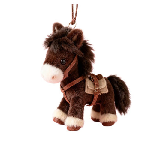 Plush Pony Bag Charm and Keychain Fluffy Horse Backpack Accessory Valentine’s Birthday Gifts Horse Shape Backpack Ornaments