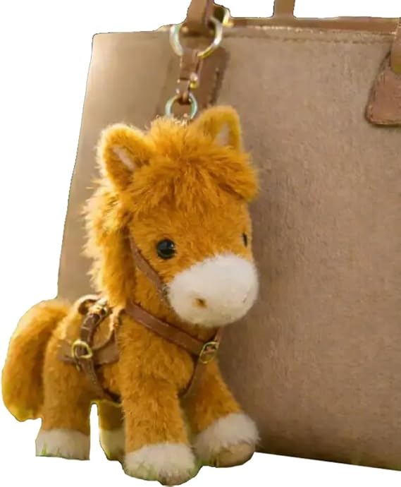 Plush Pony Bag Charm and Keychain Fluffy Horse Backpack Accessory Valentine’s Birthday Gifts Horse Shape Backpack Ornaments
