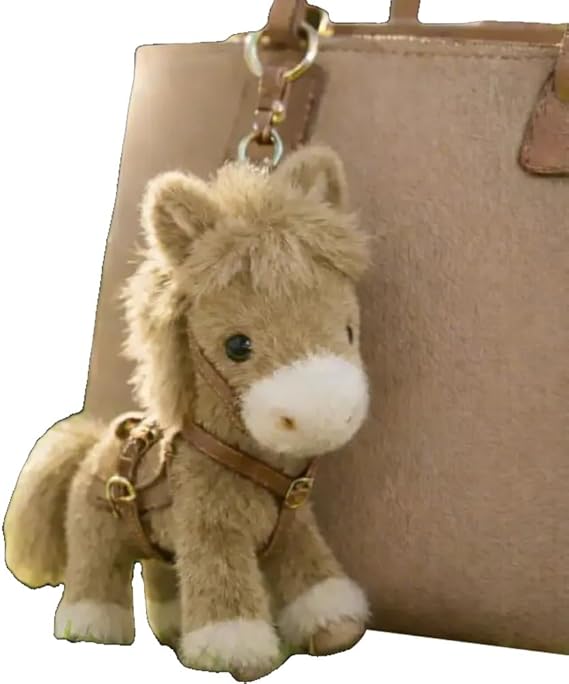 Plush Pony Bag Charm and Keychain Fluffy Horse Backpack Accessory Valentine’s Birthday Gifts Horse Shape Backpack Ornaments
