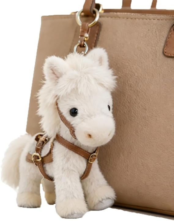 Plush Pony Bag Charm and Keychain Fluffy Horse Backpack Accessory Valentine’s Birthday Gifts Horse Shape Backpack Ornaments
