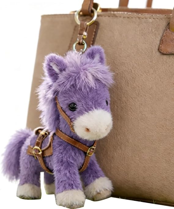 Plush Pony Bag Charm and Keychain Fluffy Horse Backpack Accessory Valentine’s Birthday Gifts Horse Shape Backpack Ornaments