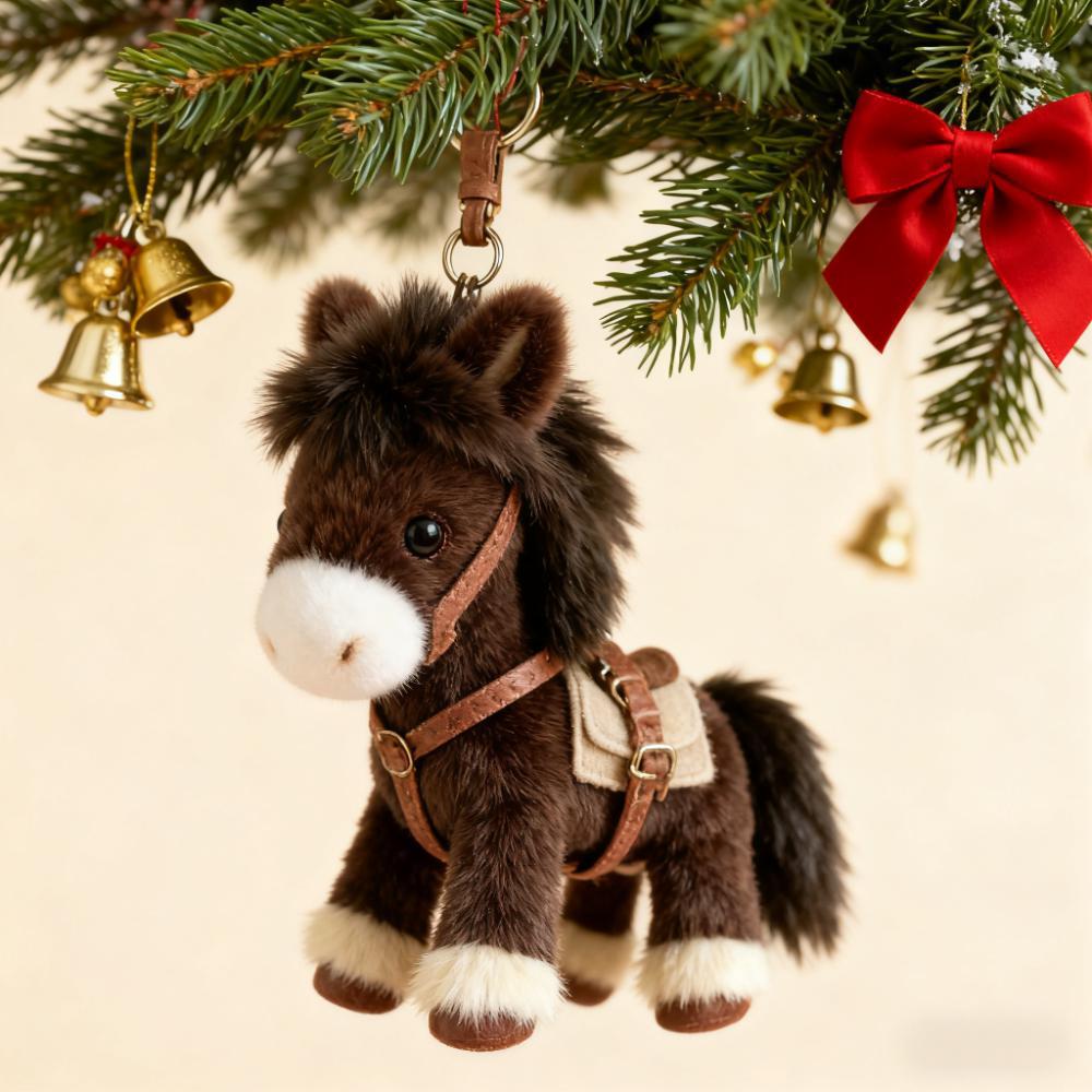 Plush Pony Bag Charm and Keychain Fluffy Horse Backpack Accessory Valentine’s Birthday Gifts Horse Shape Backpack Ornaments