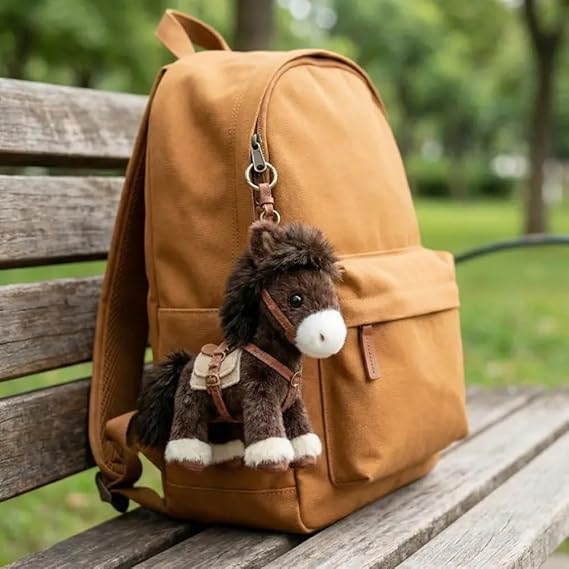 Plush Pony Bag Charm and Keychain Fluffy Horse Backpack Accessory Valentine’s Birthday Gifts Horse Shape Backpack Ornaments