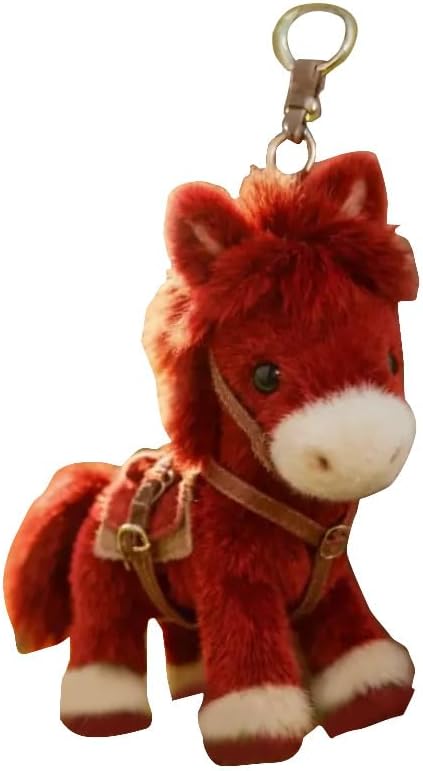 Plush Pony Bag Charm and Keychain Fluffy Horse Backpack Accessory Valentine’s Birthday Gifts Horse Shape Backpack Ornaments