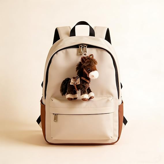 Plush Pony Bag Charm and Keychain Fluffy Horse Backpack Accessory Valentine’s Birthday Gifts Horse Shape Backpack Ornaments