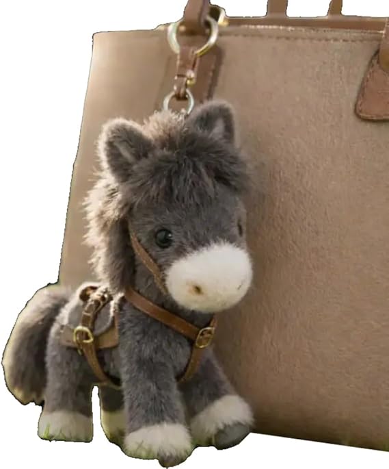 Plush Pony Bag Charm and Keychain Fluffy Horse Backpack Accessory Valentine’s Birthday Gifts Horse Shape Backpack Ornaments