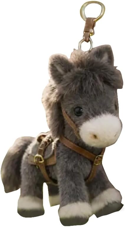 Plush Pony Bag Charm and Keychain Fluffy Horse Backpack Accessory Valentine’s Birthday Gifts Horse Shape Backpack Ornaments