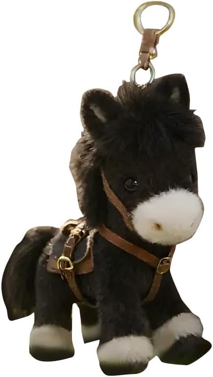 Plush Pony Bag Charm and Keychain Fluffy Horse Backpack Accessory Valentine’s Birthday Gifts Horse Shape Backpack Ornaments