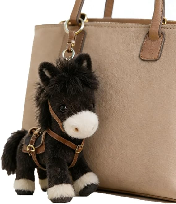 Plush Pony Bag Charm and Keychain Fluffy Horse Backpack Accessory Valentine’s Birthday Gifts Horse Shape Backpack Ornaments
