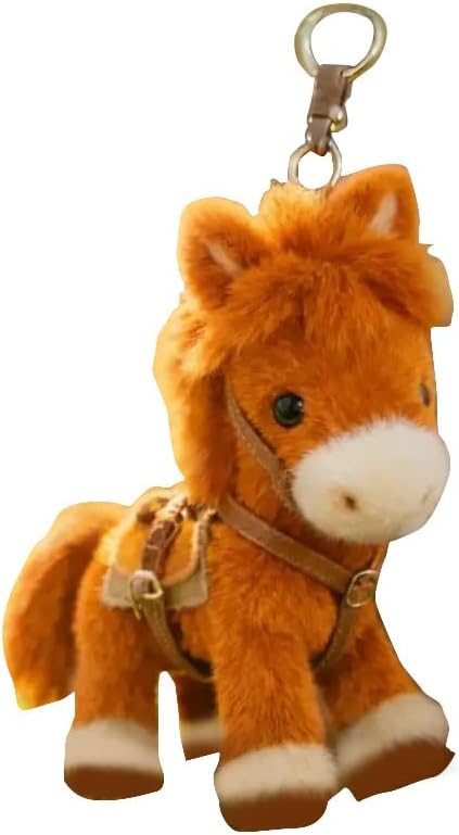 Plush Pony Bag Charm and Keychain Fluffy Horse Backpack Accessory Valentine’s Birthday Gifts Horse Shape Backpack Ornaments