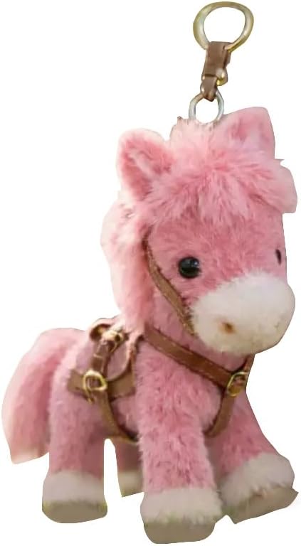 Plush Pony Bag Charm and Keychain Fluffy Horse Backpack Accessory Valentine’s Birthday Gifts Horse Shape Backpack Ornaments