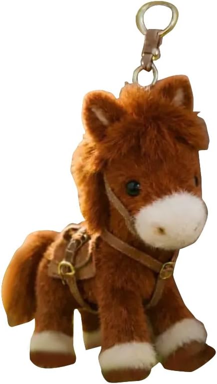 Plush Pony Bag Charm and Keychain Fluffy Horse Backpack Accessory Valentine’s Birthday Gifts Horse Shape Backpack Ornaments